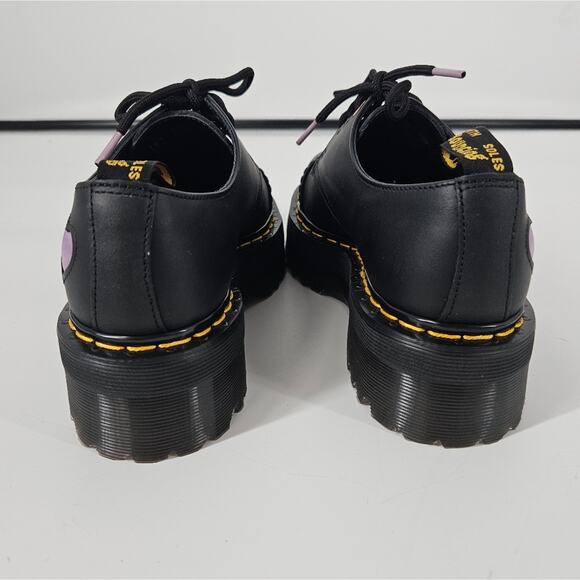 Dr. Martens Black Lapstone Satin 1461 Quad Heart Platform Derby Shoes 7 - Picture 5 of 10